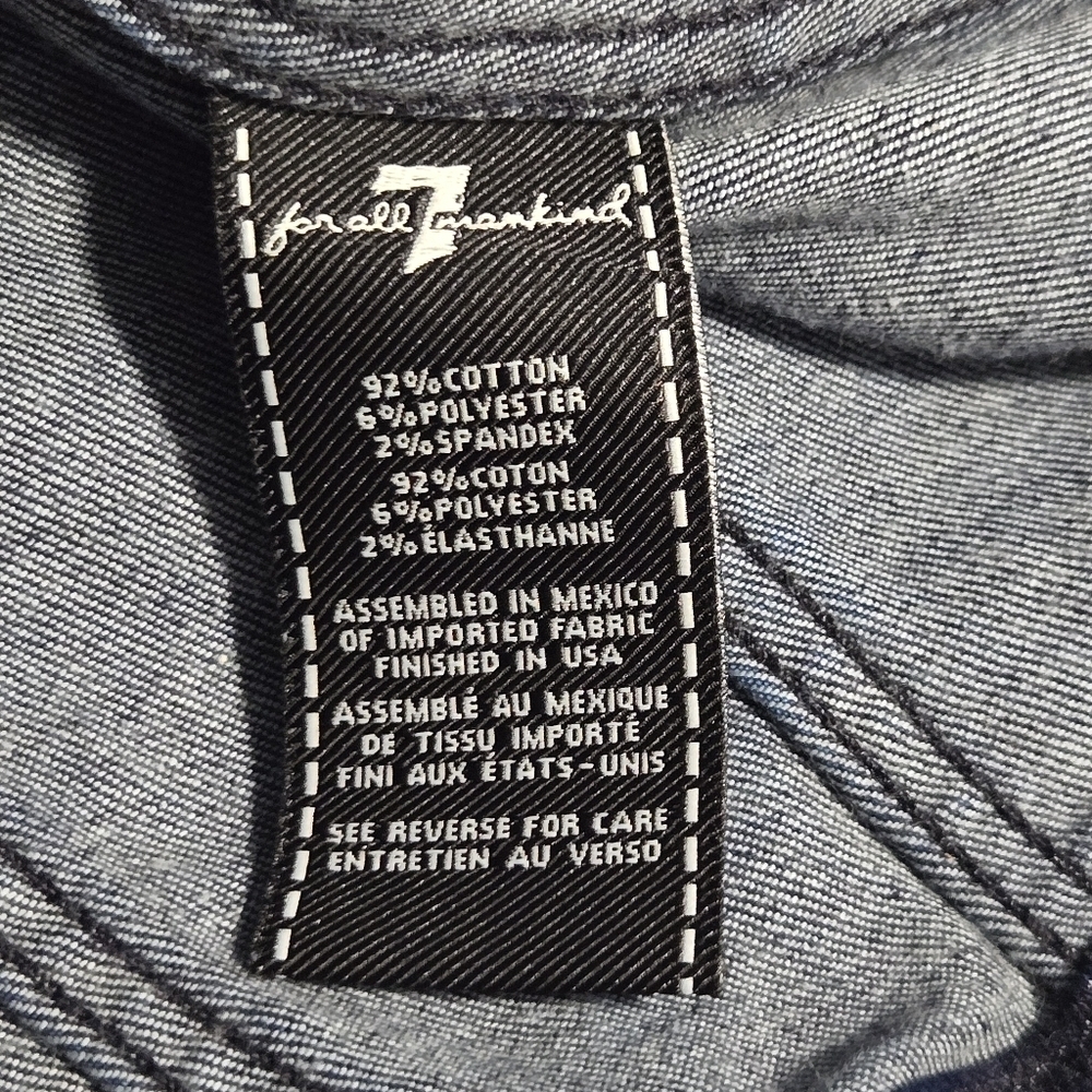 7 For All Mankind Womens Dark Wash Western Rodeo Trucker Denim Jean Dress Large - Picture 11 of 15